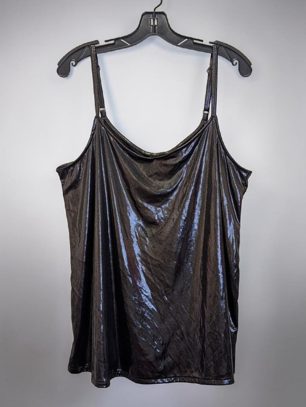 Torrid Black Liquid Shine Cami Tank Top Metallic Glam Plus Size 1